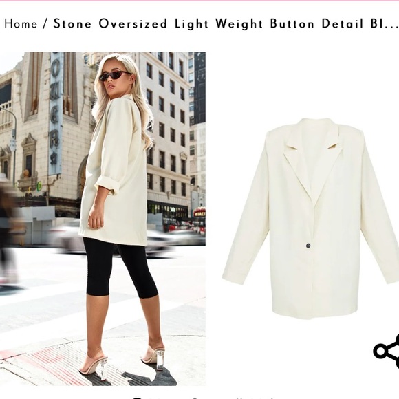🎉PrettyLittleThing Stone Oversized Blazer🎉 - Picture 4 of 12